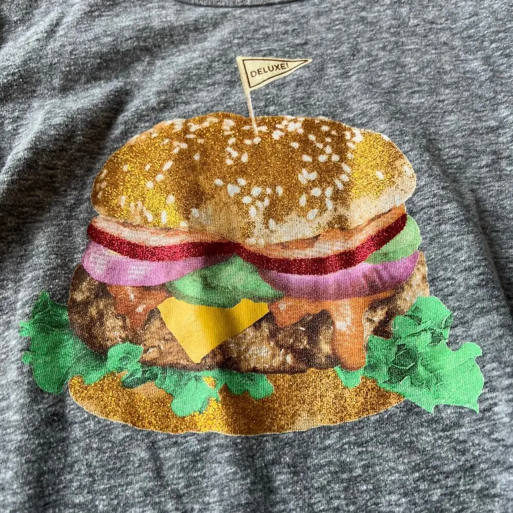 J.Crew Crewcuts Collectible Girl's Gray Burger Long Sleeve Graphic Tee - 3